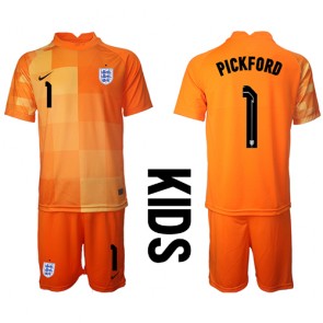 Engleska Jordan Pickford #1 Golmanski Gostujuci Dres za Dječji SP 2022 Kratak Rukavima (+ kratke hlače)